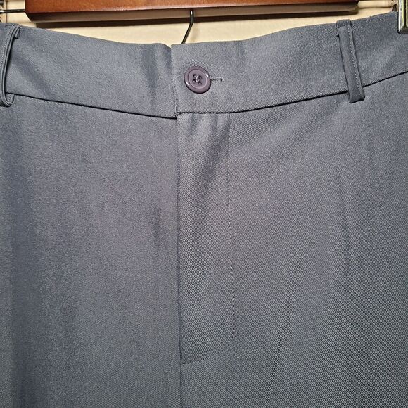 Women's Large Gray Two Piece Suit Blazer & Pants Stretchy Waistband Wide Leg - Picture 10 of 15